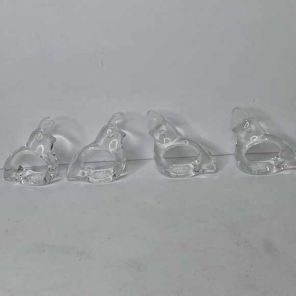 Set Of 4 Vintage Regan Clear Acrylic Plastic Lucite Partridge Quail Napkin Rings - Picture 1 of 6